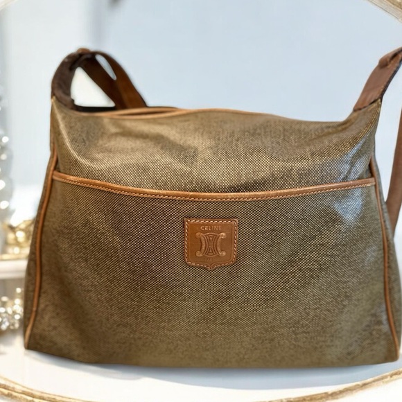 Celine Beige Coated Canvas and Leather Shoulder Bag - Picture 11 of 13